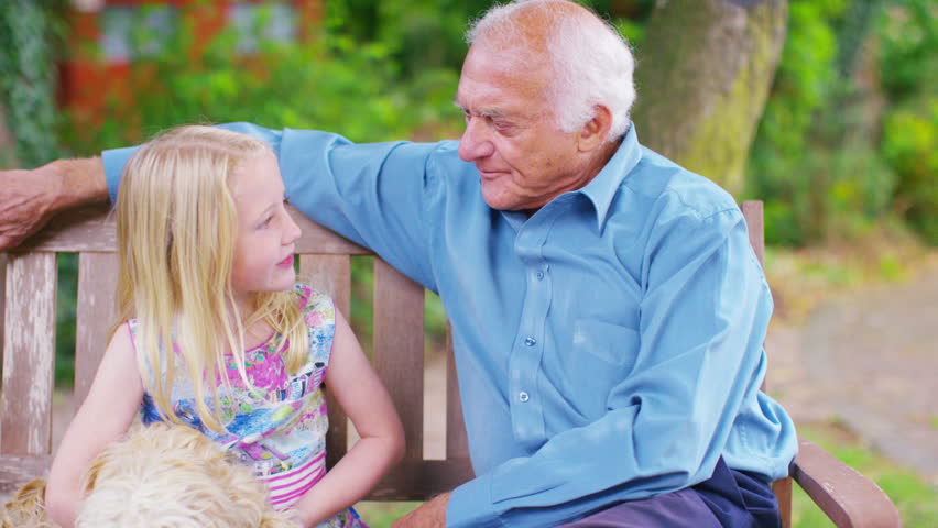 Nake teen girl with grand father