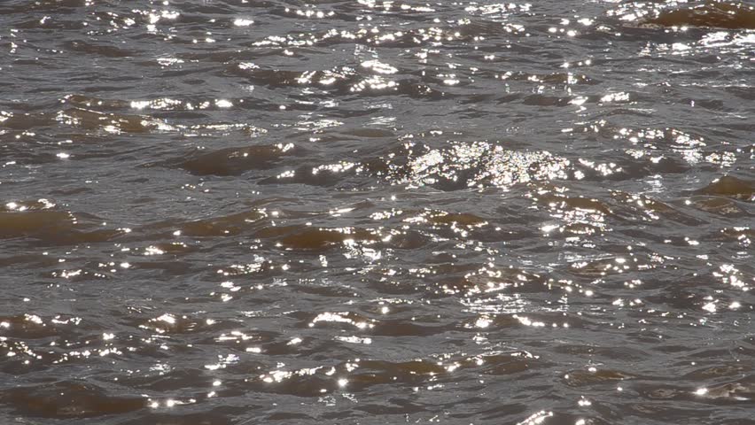 Sunlight reflects and glitters off of the calm water. (High Definition)