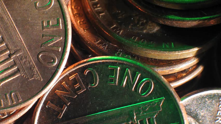 Pan across American pennies.