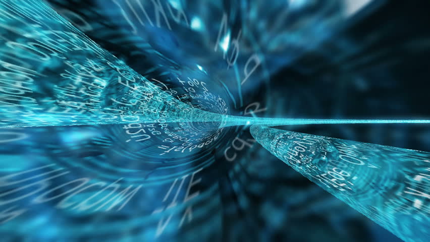 A flashing, circular stream of blue data.