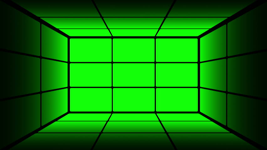 Green screen box design. You can use your custom footage replacing the green areas by using chroma key. Green is pure green so it's a one click keying.