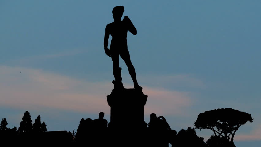 Piazzale Michelangelo is a famous square with a magnificent panoramic view of Florence, Italy, with the copy of the statue of David.