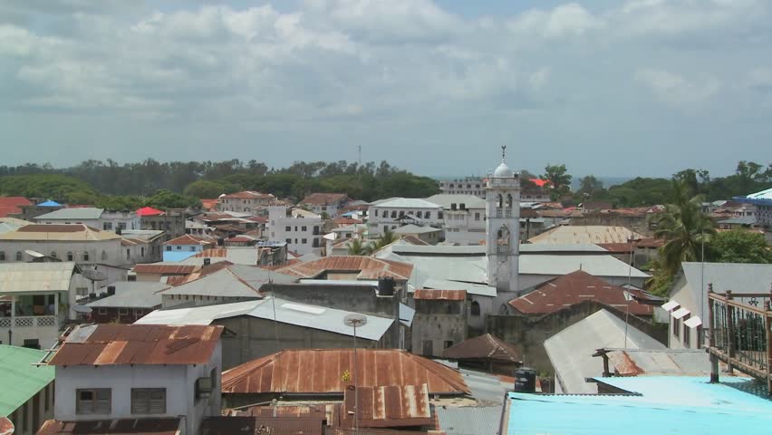 A time lapse shot over the rooftops of Stone Town, Zanzibar.