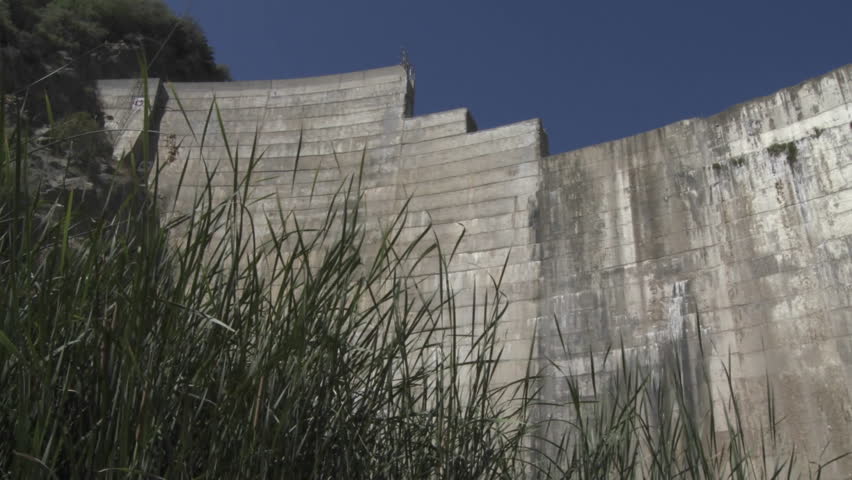 Looking up at Matilija Dam in Ojai, California.