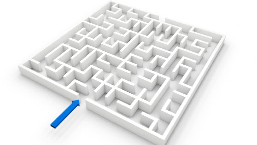 Red arrow finds a way through labyrinth