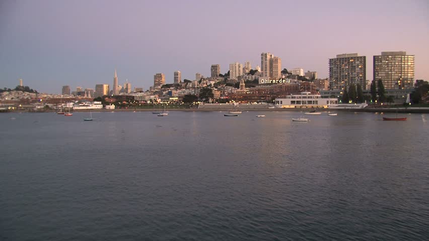 SAN FRANCISCO - CIRCA 2010: Trans America and Ghirardelli building in evening circa 2010 in San Francisco, CA.