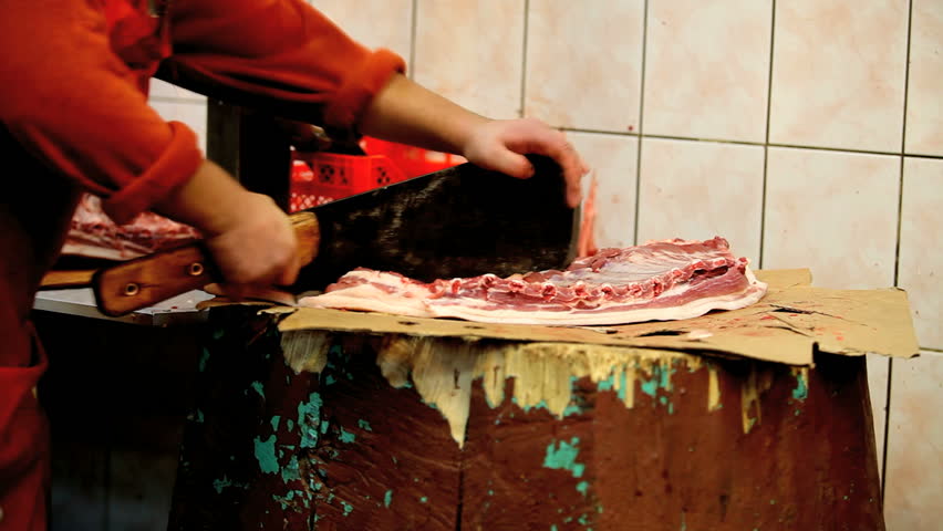 chopping meat