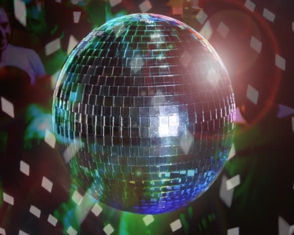funky glitterball spinning with patterns of light
