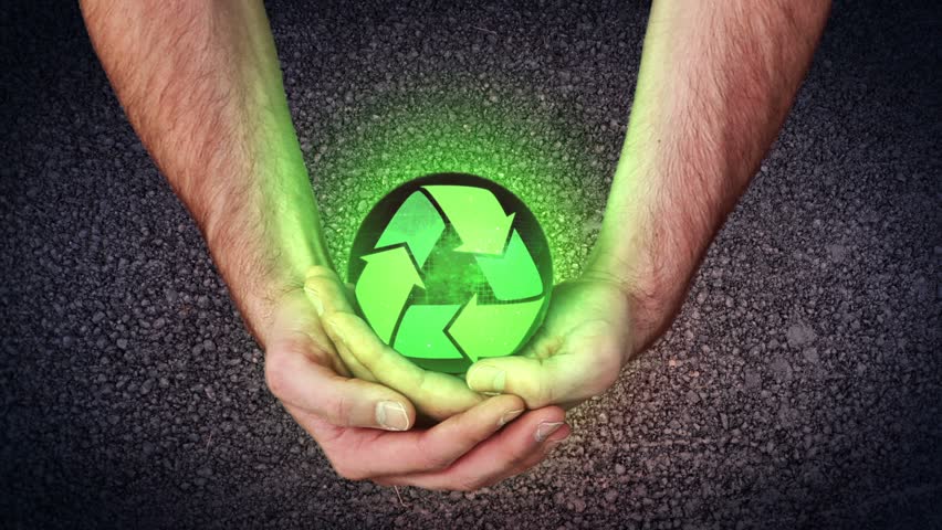 Hands holding a recycling symbol animating videos about business