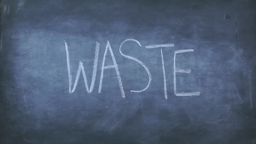 Erase Waste - word is erased from a chalkboard
