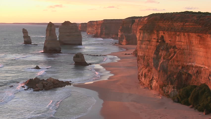 Rock formations known as the Twelve Apostles stand out on the Australian coast.