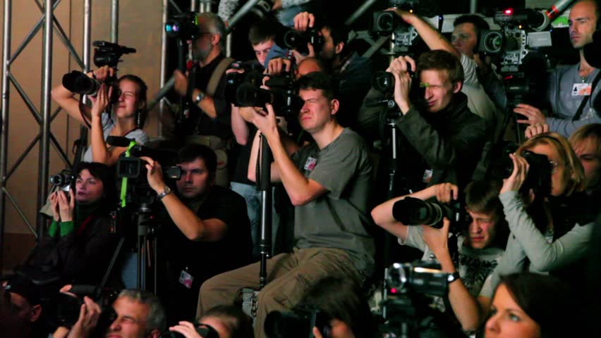 MOSCOW - NOVEMBER 19: Group of photographers at Russian Fashion Week, on November 25, 2010 in Moscow, Russia.