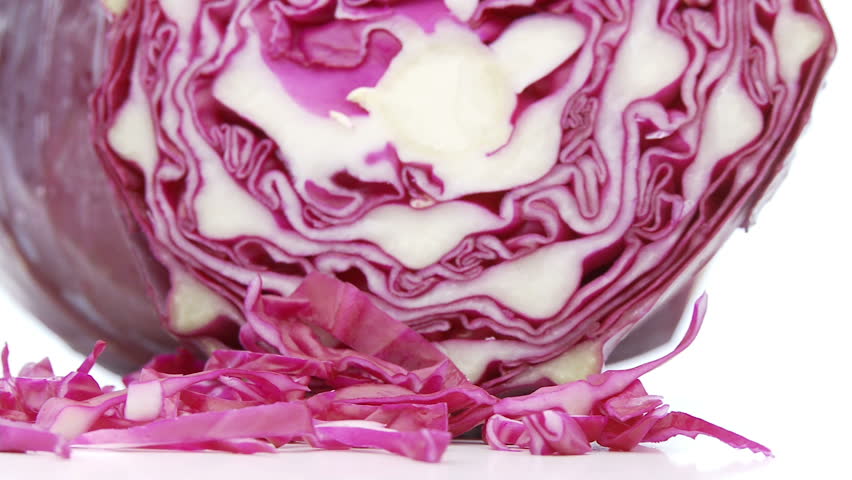 red cabbage with cuttings closeup 