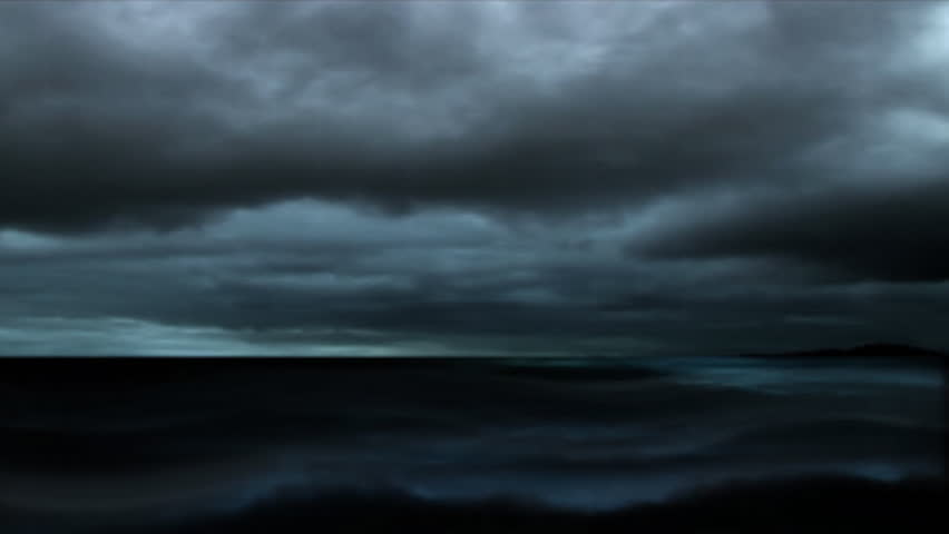 wild blowing storm raging at sea