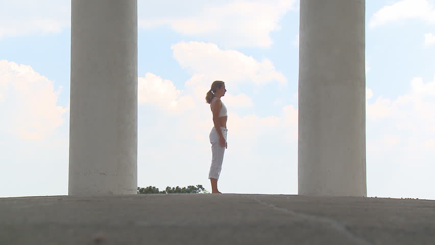 woman exercising in temple