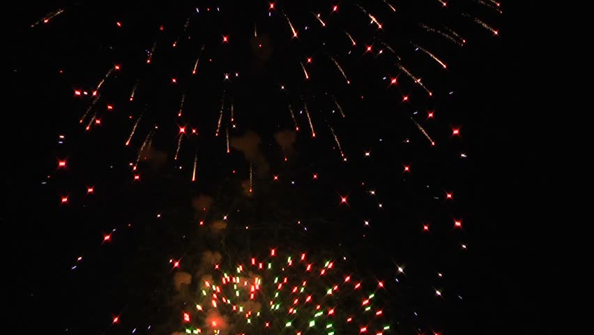 Massive multicolored fireworks (HD, 21 sec)