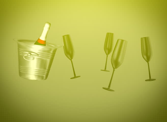 New Year's animation with some bubbles and champagne. 
