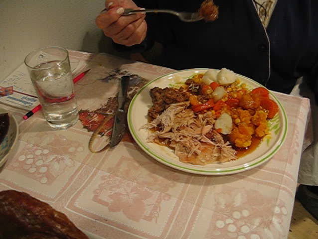 thanksgiving turkey dinner being eaten
