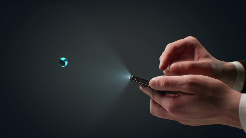 Touch screen mobile phone. Technology mobile. Model of Earth representing  a global communication.