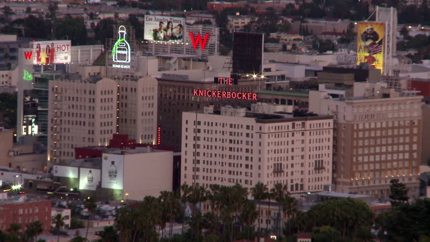 HOLLYWOOD - CIRCA 2011: Time-lapse of downtown signage in the evening.