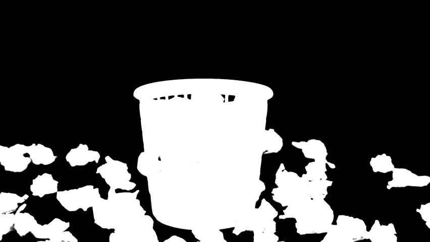 Time lapse of filling a trash bin with paper rubbish. Alpha matte included. 