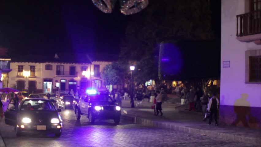MEXICO CITY, MEXICO - CIRCA SEPTEMBER 2011: Police car patrolling after episodes of violence in Mexico City circa September 2011.