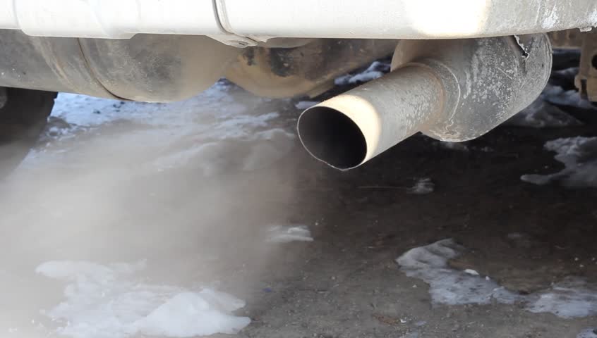 Exhaust gases from the muffler running car. HD H.264