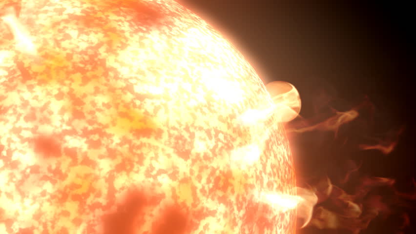 Sun surface and solar flares animation