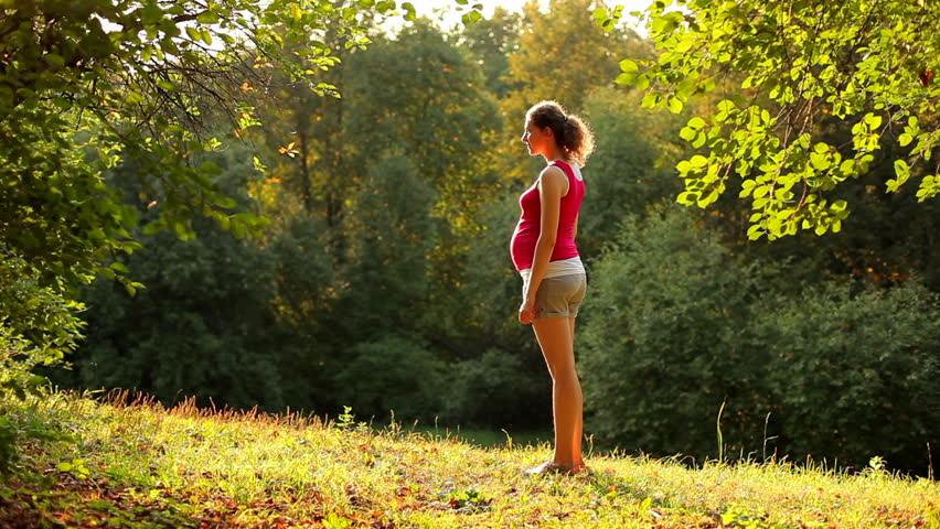A pregnant woman in outdoor recreation