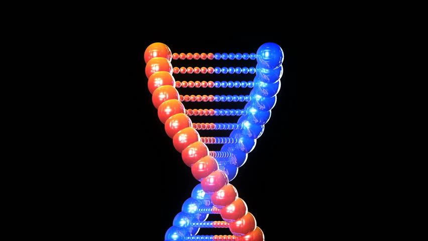 DNA twisting and moving up. With alpha channel.