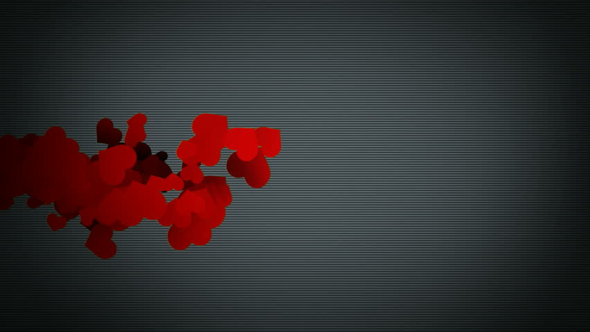 Flying red valentines hearts a background (HD, 30fps, loop, 3d render
