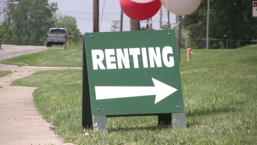 Renting sign for an apartment complex.