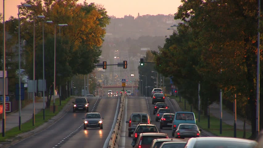 KRAKOW, POLAND: CIRCA 2011: Rush-hour traffic on Zakopianka Street.
