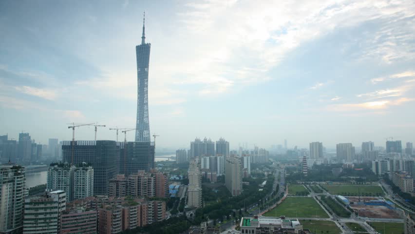 GUANGZHOU - NOV 23: (Timelapse View) Construction Guangzhou New TV Broadcasting Office Building, on Nov 24, 2011 in Guangzhou, Guangdong, China