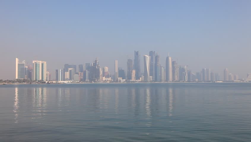Skyline of the Doha downtown district Dafna. Qatar, Middle East