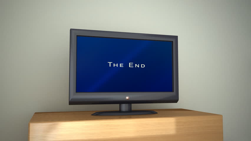 TV flat screen with "The End" signage