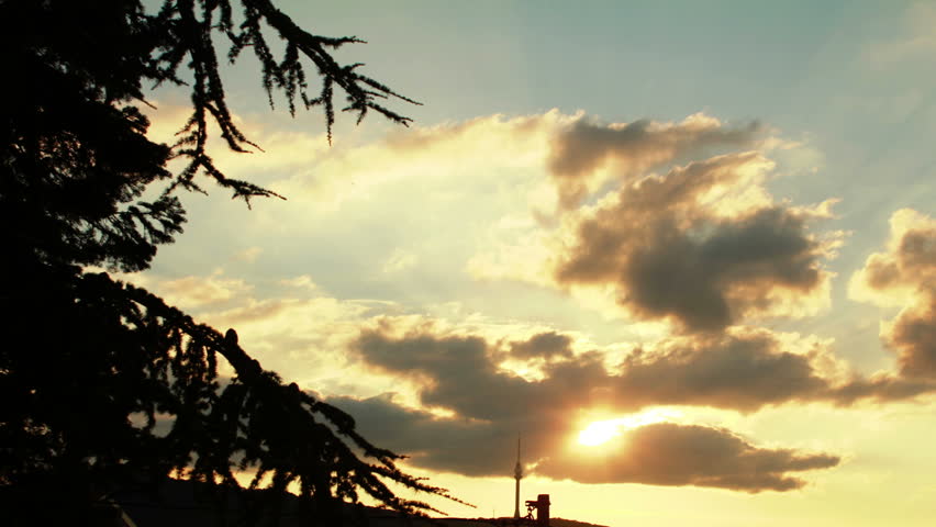 Dramatic cloud sunset in nature, timelapse