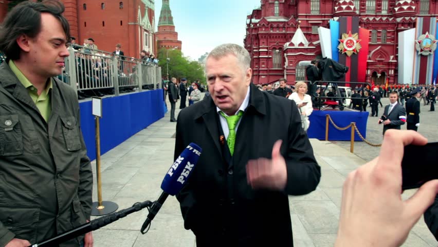 MOSCOW - MAY 9: Vladimir Zhirinovsky speak about Russian and ally human loss at WWII and lend-lease, Red square on May 9, 2011 in Moscow, Russia