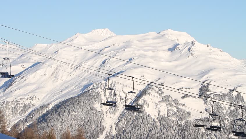 Empty ski lift - morning before opening time