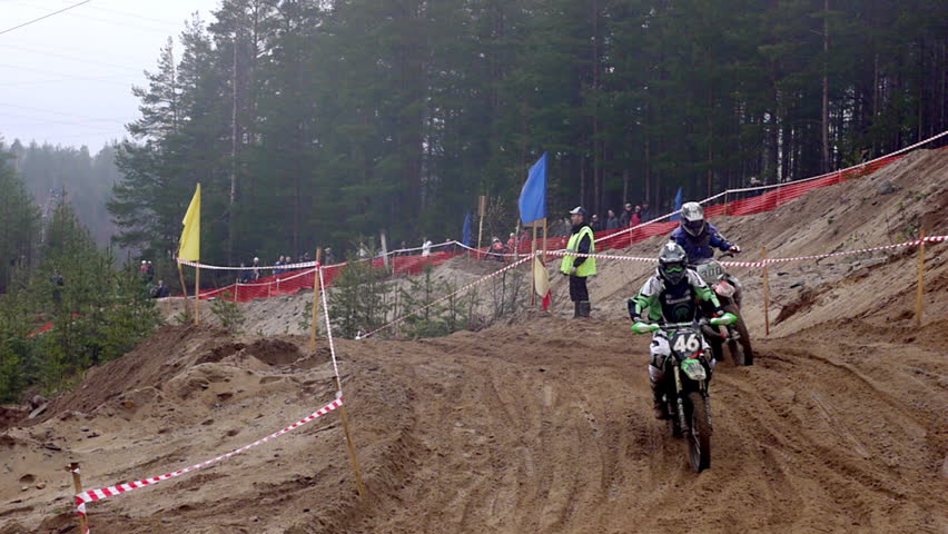 PETROZAVODSK, RUSSIA -May, 07: Motorcross extreme sport competition - Karelia Governor's championship May 07, 2011, Petrozavodsk, Russia. Extreme bike riders in action