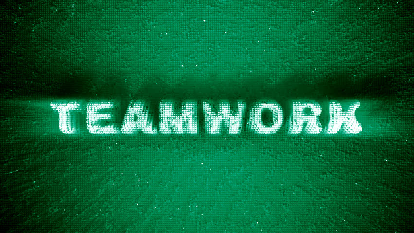 Text 3D animation of word teamwork on pin board.