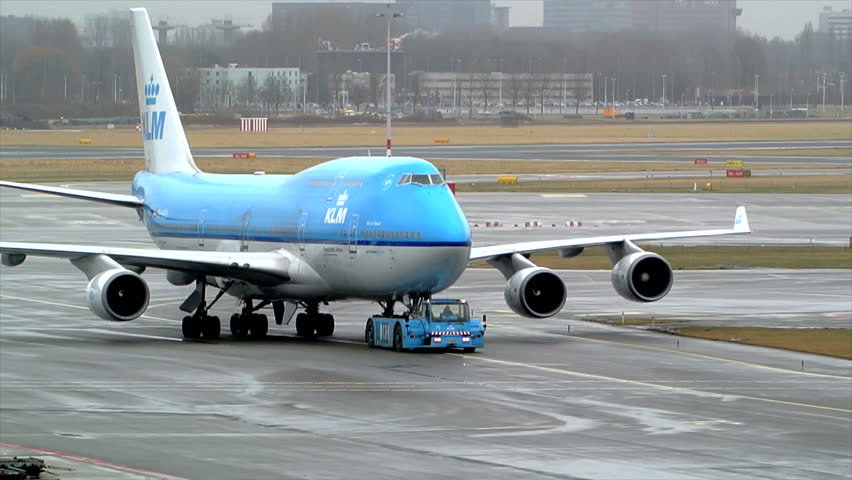 AMSTERDAM - FEBRUARY 16: KLM Boeing 747 is taxiing on the tarmac on February 16, 2012 at Schiphol Airport in The Netherlands.