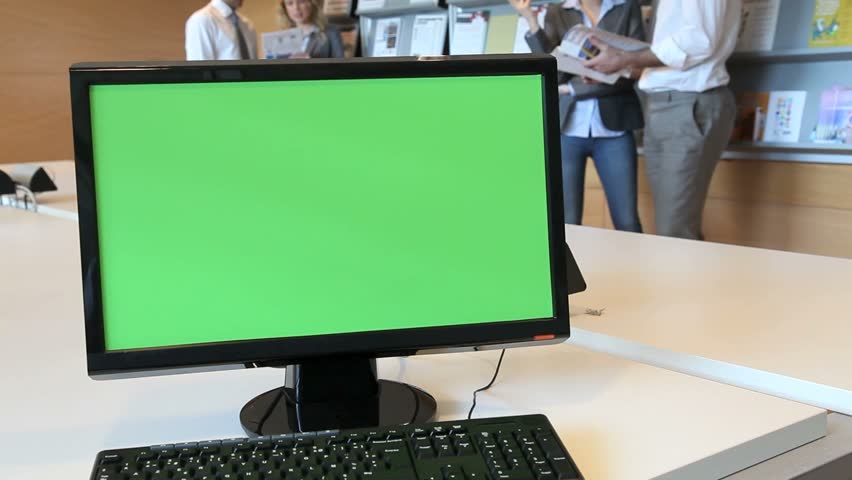 Green screen desktop set on room table