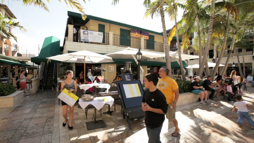 MIAMI, FL - FEBRUARY 20: Cocowalk at Coconut Grove is a shopping center which has over thirty stores, including a movie theater, shops, and restaurants ,  February 20, 2012 in Miami, FL. 