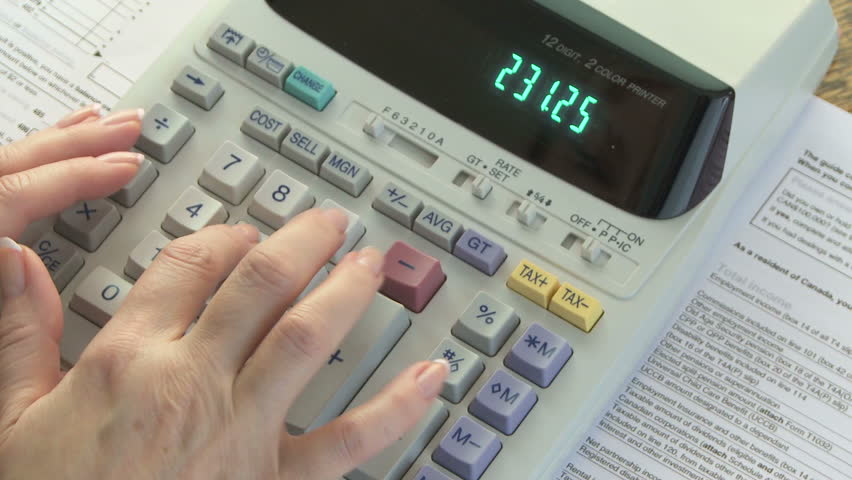 Woman working on tax return