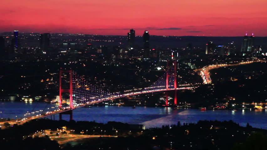 Istanbul Bosporus Bridge on sunset
