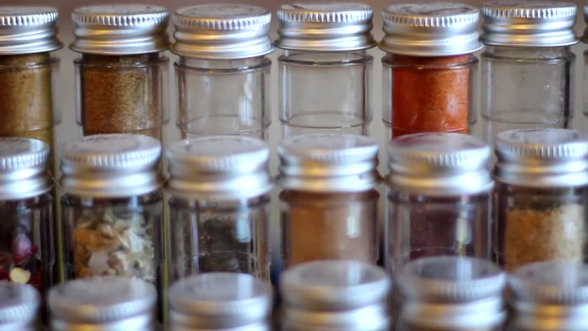 Beautiful Spices in a Spice Rack