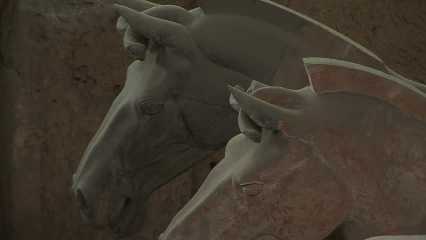 Terracotta Horses and Soldiers in Trenches, Xi'an, Shaanxi Province, China, zoom out. Format: NTSC HDV Compression: MotionJPEG-A Camera: Sony HVR-Z1U Size: 1080i (1920 x 1080) Sound: No
