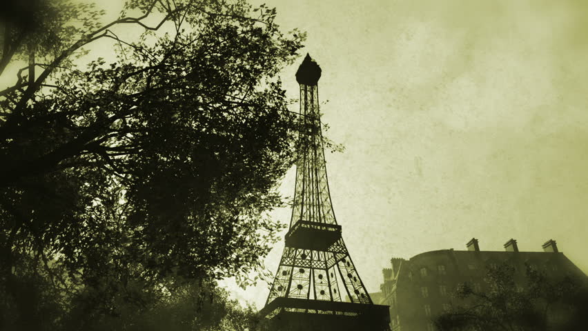 Sunset in Paris 3D animation vintage design