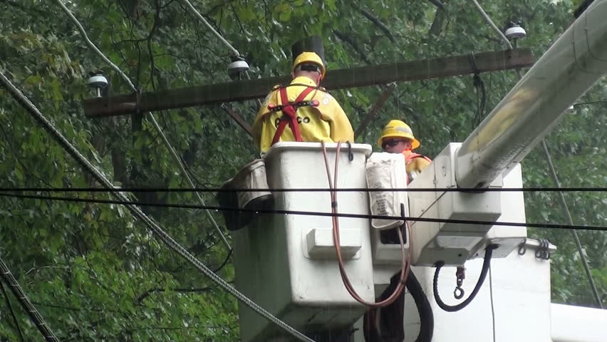 WASHINGTON, D.C. â SEPTEMBER 23:  Workers from PEPCO (Potomac Electric Power Co.) repair power lines in northwest Washington, D.C. on Sept. 23, 2011. Falling trees are a recurring problem for PEPCO.  